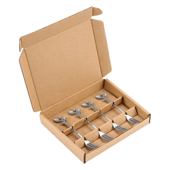 Spoons/Forks Silverware Sets, Stainless Steel Dinner Spoons/Forks Flatware Set, Heavy Duty & Mirror Polished, Durable & Reusable, Easy to Use & Clean, Unique Leaf Design, 1/4Pcs(Silver2,5x4.7")