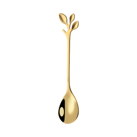 Spoons/Forks Silverware Sets, Stainless Steel Dinner Spoons/Forks Flatware Set, Heavy Duty & Mirror Polished, Durable & Reusable, Easy to Use & Clean, Unique Leaf Design, 1/4Pcs(Gold,4.7x0.9")