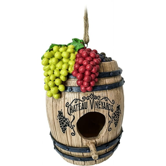 Spoontiques 10234 Wine Barrel Birdhouse, 8.75-inch High, Resin