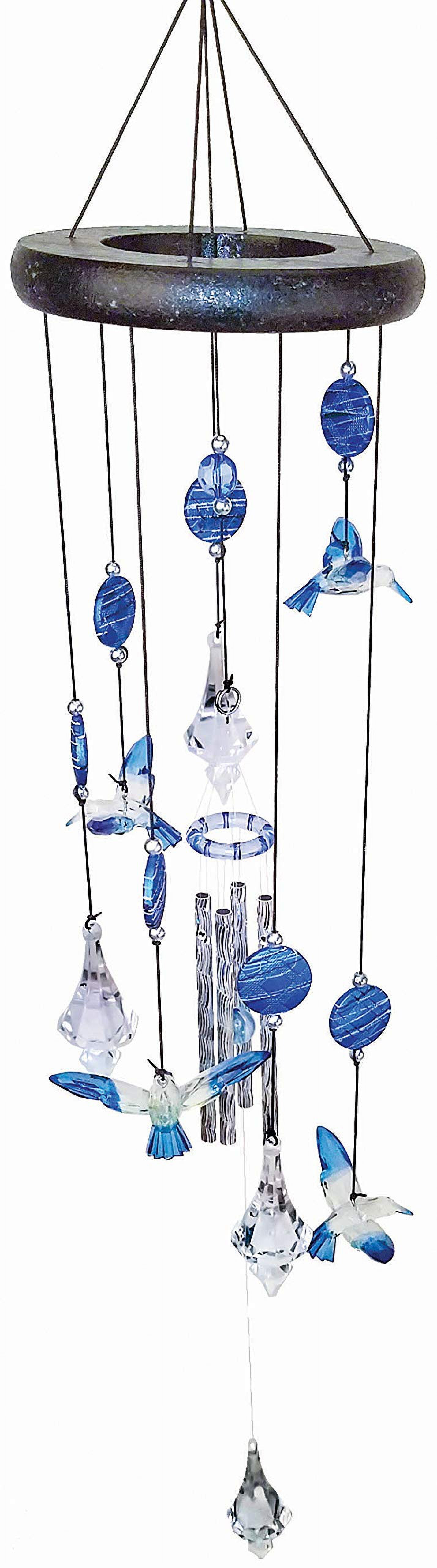 Blue and Clear Acrylic Hummingbird Wind Chime