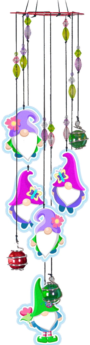 Spoontiques Decorative Wind Chime, 3.75"L x 3.75"W x 17"H, Gnomes