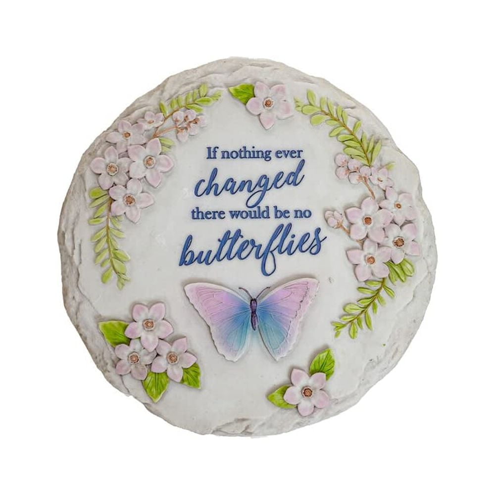 Round Resin Garden Stepping Stone with Butterfly Design