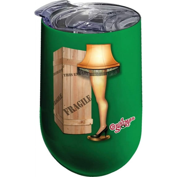 Spoontiques 16976 Leg Lamp Stainless Wine Tumbler, 16 ounces, Green