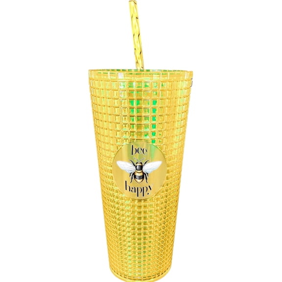 Spoontiques 19575 Bee Happy Diamond Cup with Straw