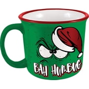 Spoontiques 21537 Bah Humbug Ceramic Camper Mug, 14 ounces, Green
