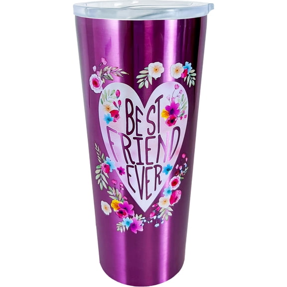 Spoontiques - Best Friend Stainless Travel Mug - Insulated Travel Mugs - Stainless Steel Drink Cupwith Travel Lid and Sliding Lock - Holds Hot and Cold Beverages