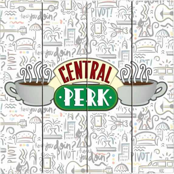 Spoontiques Central Perk Wood Sign, White