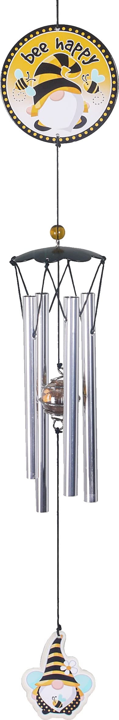 Bee Happy Gnome Metal Garden Wind Chime