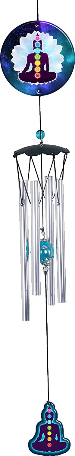 Chakras Metal Wind Chime with Colorful Figures for Garden