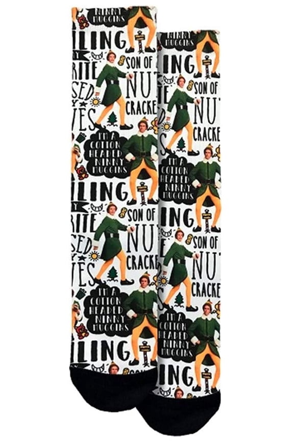 Elf White Crew Socks - SHOE SIZE (5-10 Men) (7-12 women)