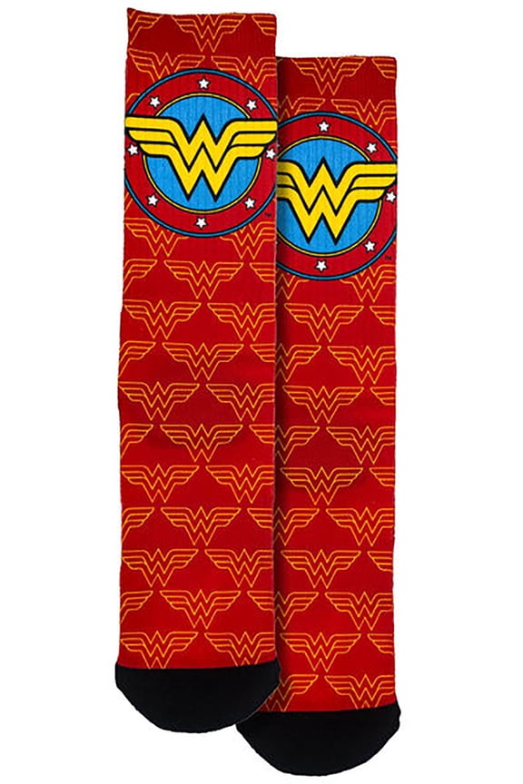 Wonder Woman Logo and Symbols All Over Crew Socks