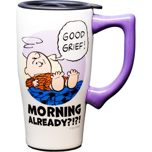 CHARLIE BROWN 18 OUNCE CERAMIC TRAVEL MUG