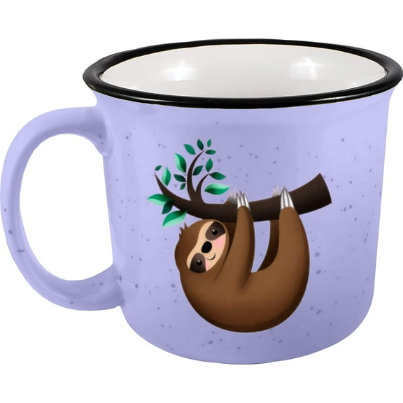 Spoontiques Hanging Sloth Camper Mugs, 14 oz, Lilac