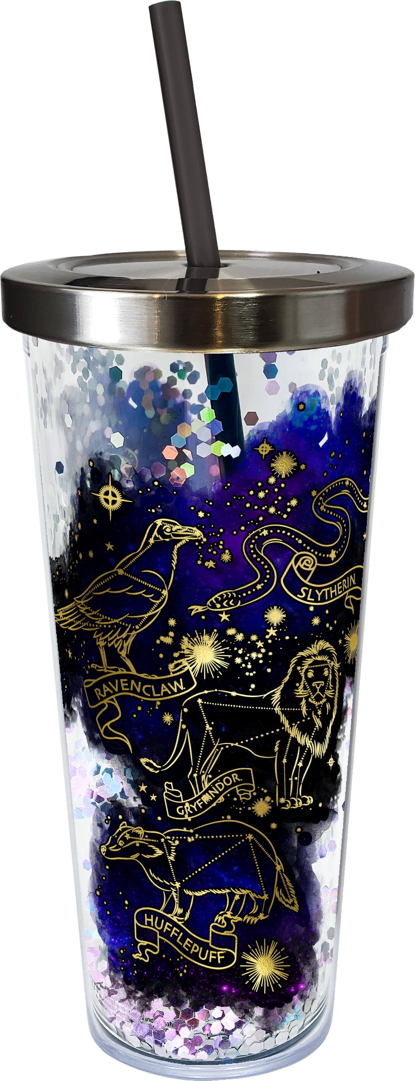 Spoontiques - Harry Potter Constellation - Acrylic Tumbler - Glitter Cup  with Straw - 20 oz (21364) 