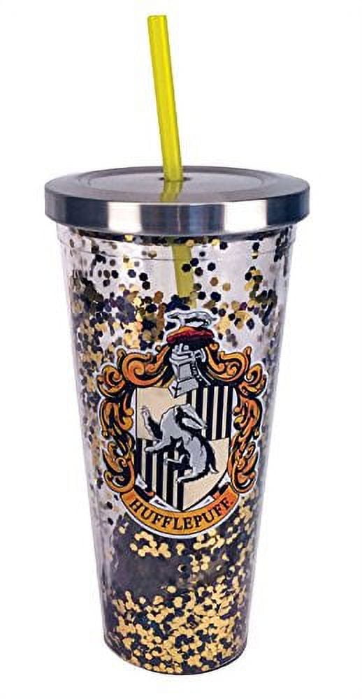  Spoontiques - Harry Potter Tumbler - Deathly Hallows Foil Cup  with Straw - Black - 20 oz : Health & Household