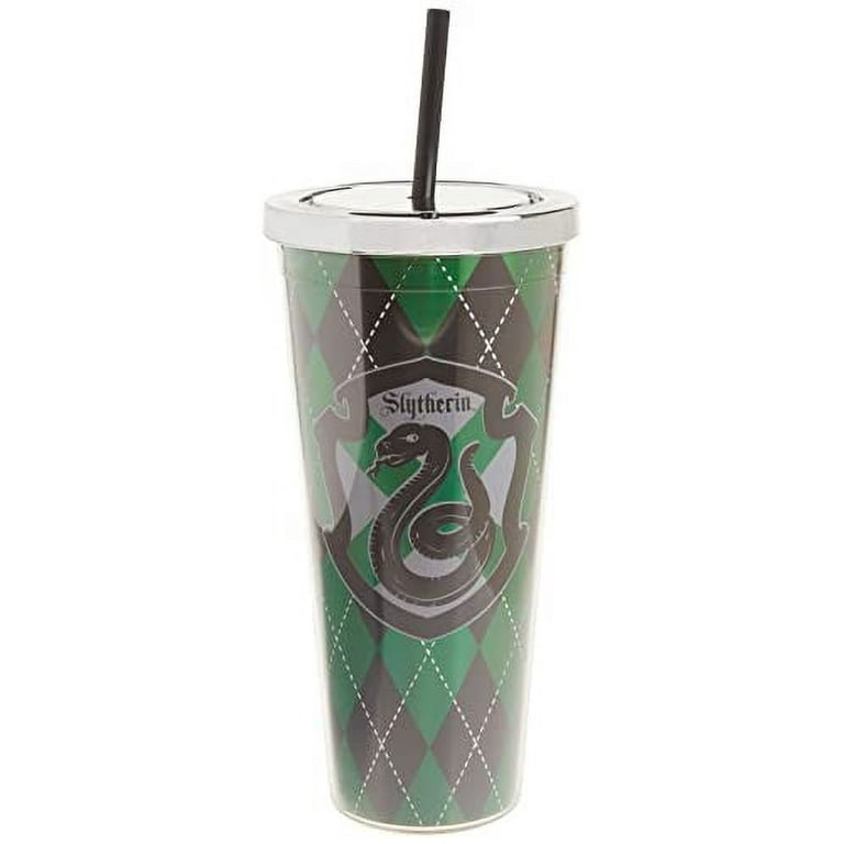 Spoontiques - Harry Potter Tumbler - Slytherin Foil Cup with Straw - 20 oz  - Acrylic - Green 