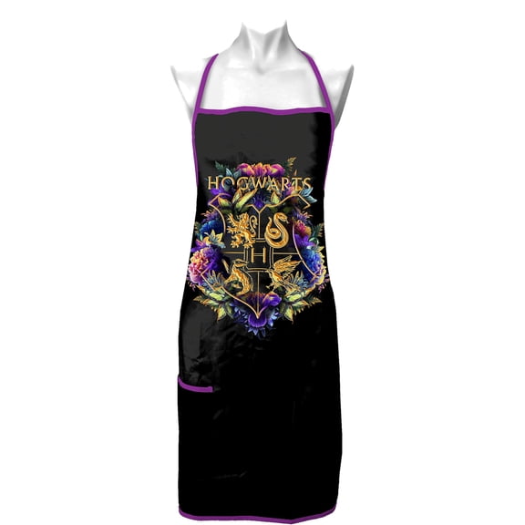 Spoontiques Hogwarts Crest Kitchen Apron, One size fits most, Black