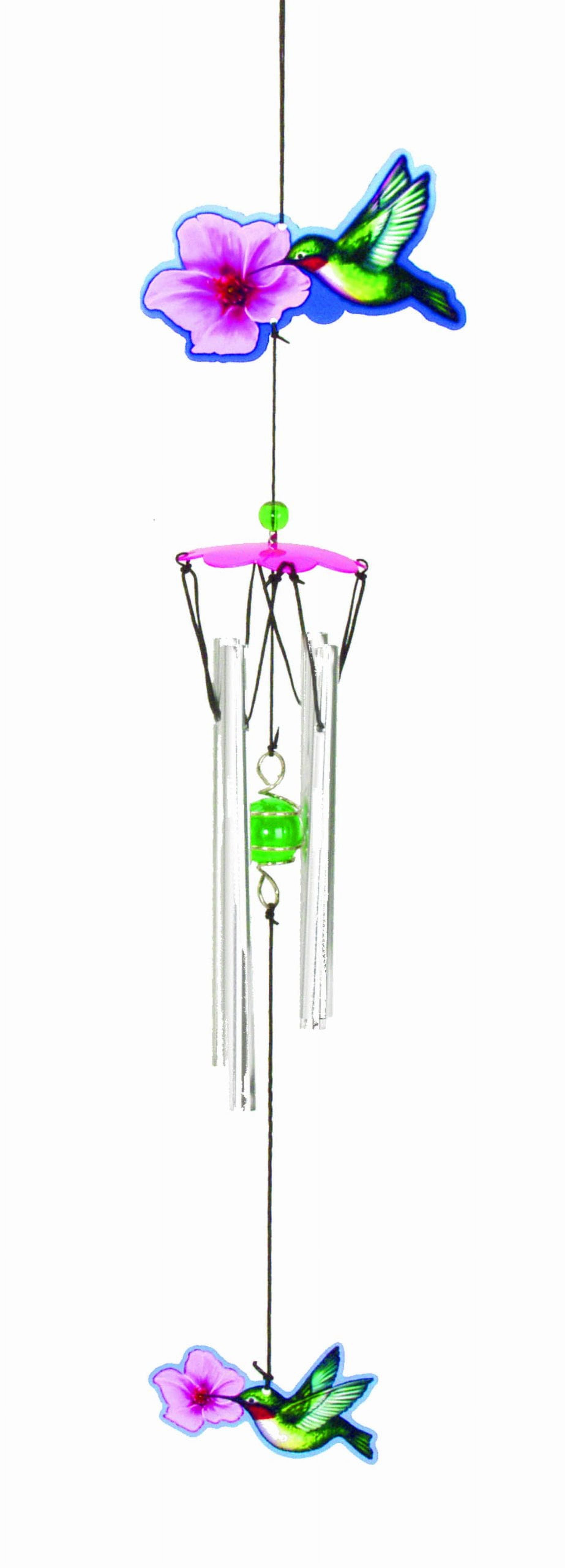 Multicolored Glass Hummingbird Wind Chime for Garden Decor