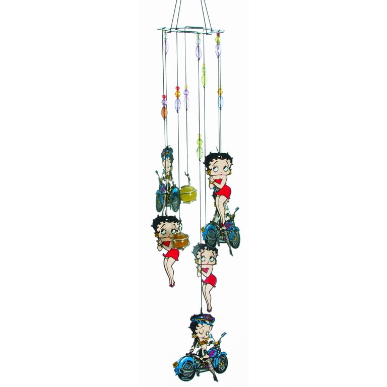 Spoontiques, Metal Betty Boop Biker Wind Chime, Multicolor, 11
