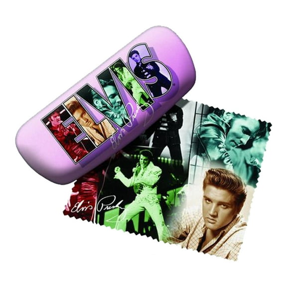 Spoontiques Padded Elvis Presley Eye Glass Case Collage with Lens Cloth