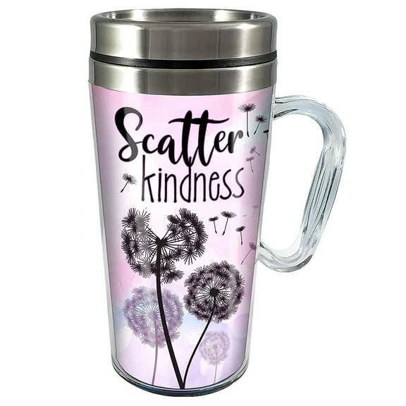 Spoontiques Scatter Kindness Insulated Travel Mugs - Acrylic and Stainless Steel Drink Cup 14oz.