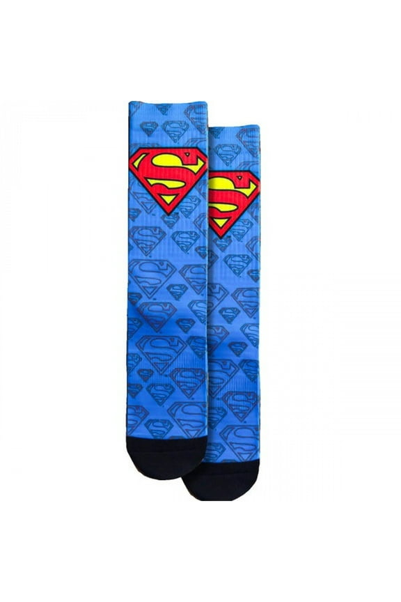 Spoontiques Superman Logo Crew Socks - SHOE SIZE (5-10 Men) (7-12 women)