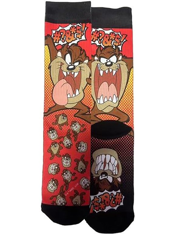 Taz Novelty Crew Socks, One Size, Apparel Clothing Accessories