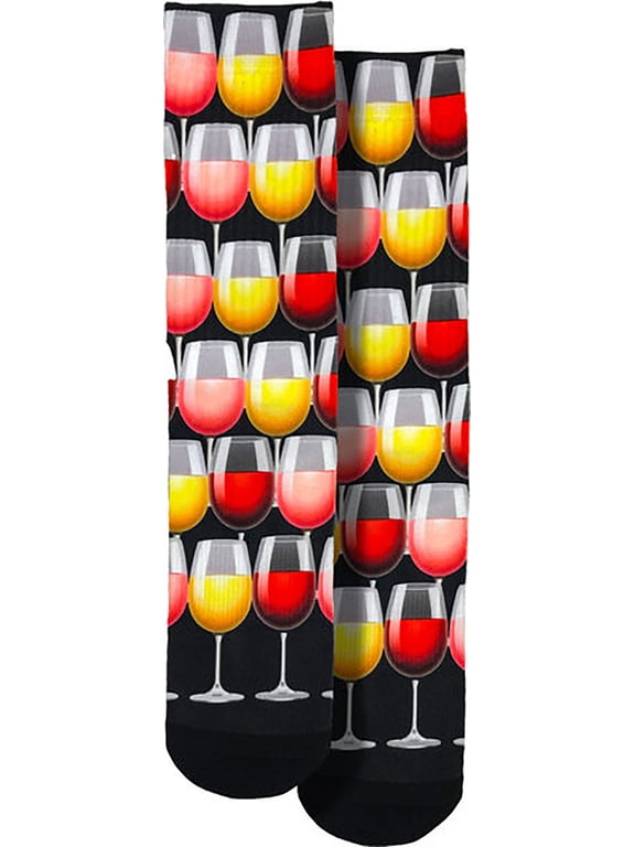 Wine Glasses Crew Socks - SHOE SIZE (5-10 Men) (7-12 women)