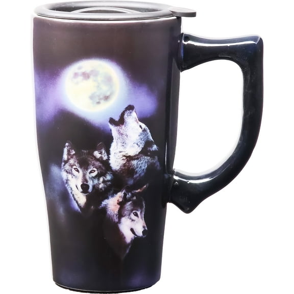WOLVES 18 OUNCE CERAMIC TRAVEL MUG