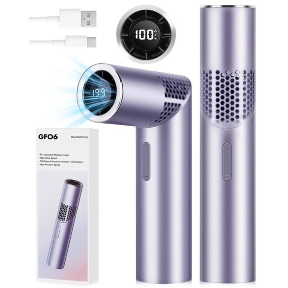 Spopal Handheld Portable Fan, 20750RPM Mini Turbo Fan Handheld Foldable with 199-Speed, Up to 11H Runtime, LED Display for Travel Outdoor, Purple