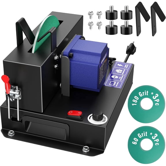SporGain Lawn Mower Blade Sharpener, 3000RPM Brushless Motor, 7" Ceramic Wheel, Adjustable Speed, 70 Sanding Discs, 3pcs
