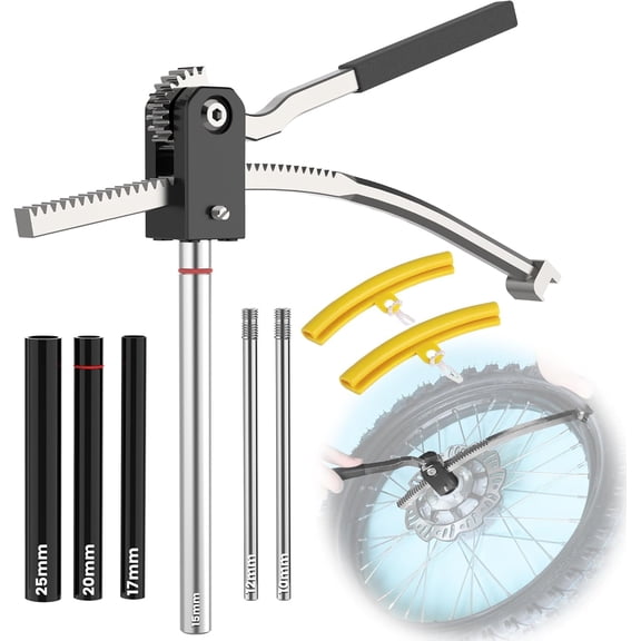SporGain All-In-One Dirt Bike Tire Changer Kit – Fits 16"–21" Wheels, Includes 15/17/20/25mm Axles, Folding Portable Design,Silver
