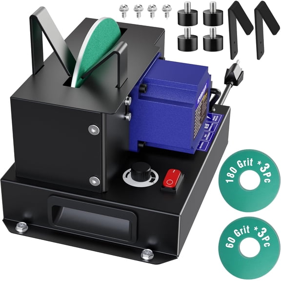 SporGain Lawn Mower Blade Sharpener, 3000RPM Brushless Motor Blade Sharpener Tool with Ceramic Grinding Wheel, Mower Blade Sharpening Machine Kit for High Lift, Low Lift, Gator & Flat Blades
