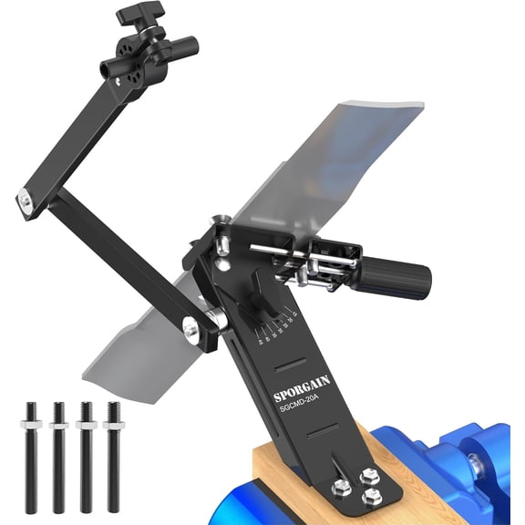 SporGain Lawn Mower Blade Sharpener, Adjustable 15°–45° Angle, Fits 1.65"–3.60" Mower Blades, Compatible with Most Angle Grinders, Precision Lawn Blade Sharpening Tool
