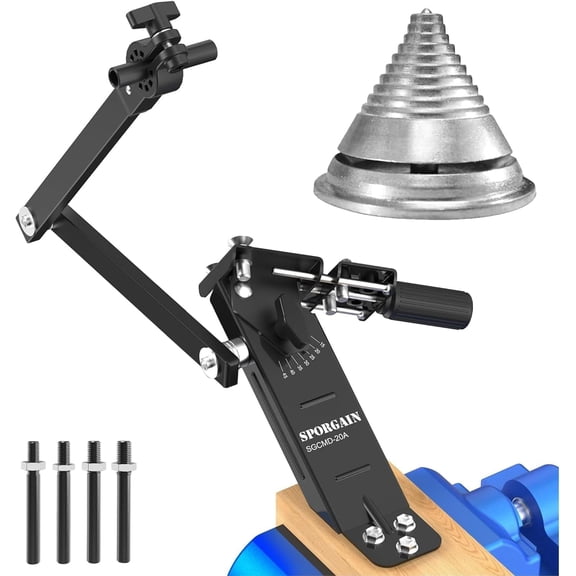 SporGain Lawn Mower Blade Sharpener & Blade Balancer, Lawn Mower Blade Sharpener for Angle Grinder, 15-45 Adjustable Sharpening Jig with Universal Zinc Alloy Blade Balancer for 1.65"-3.60" Blades