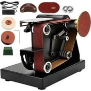 SporGain Mini Belt Sander, 4-in-1 Small Belt Grinder, 120W, 8000 RPM, 7-Speed, 12-Piece 20 x 1.2 in Sanding Belt