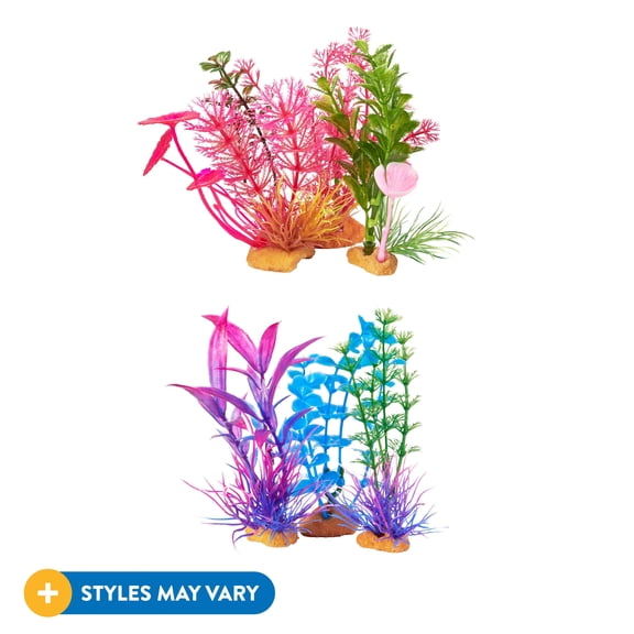 Sporn Aquatics Aquarium Silicone 4" Plants, 3 pack, Multicolor