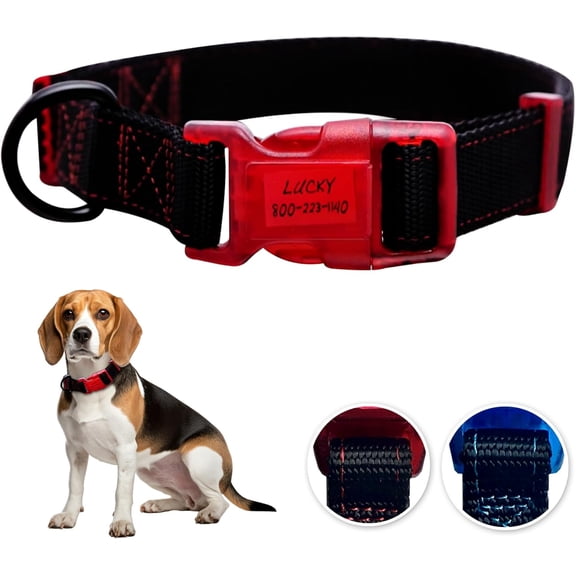 Sporn Dog ID Collar for Medium Dogs, Black & Red Dog Collar with 3 Pcs Prefolded Paper