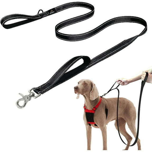 Sporn Dual Handle Padded Dog Training Leash, 6ft Long Dog Leash Heavy Duty, Black