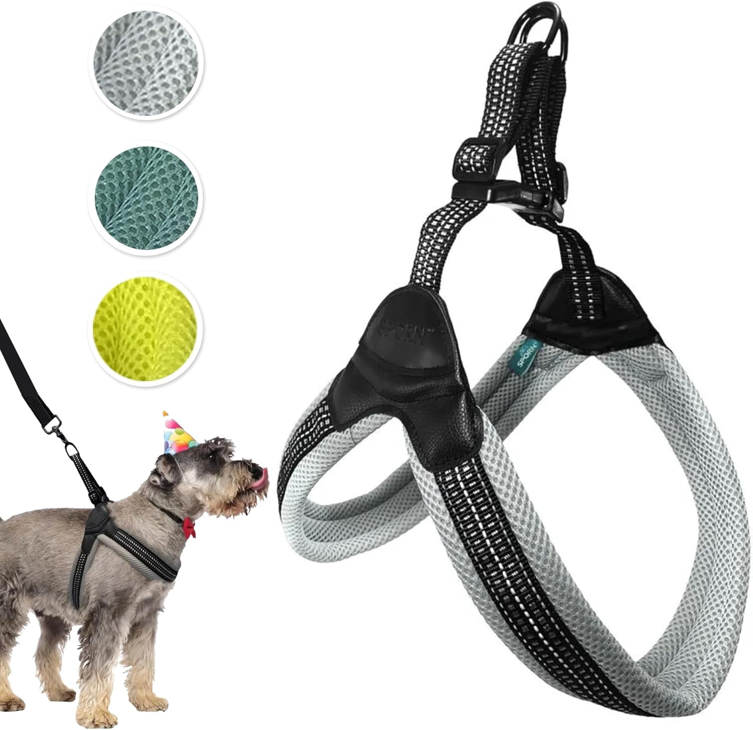Sporn Easy Fit Dog Harness, Gray, Medium (14-24" Girth Size)