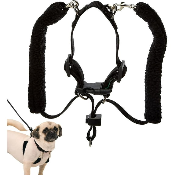 Sporn Original Training Halter, No Pull Harness Medium Size Dog with Black Sherpa Sleeves