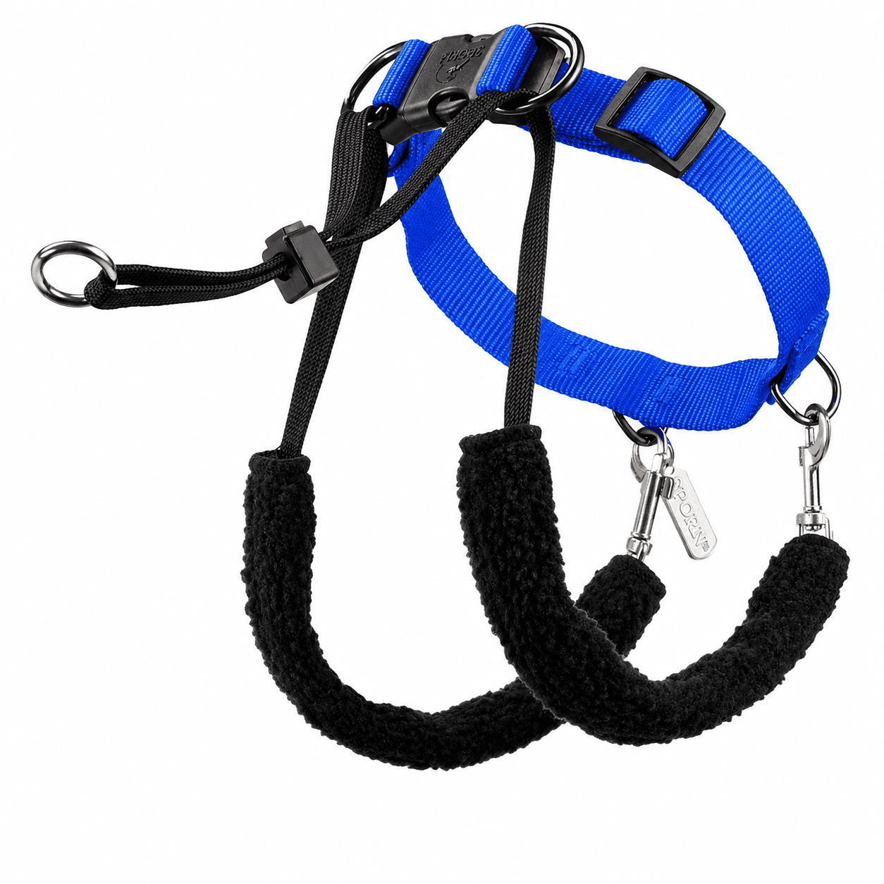 Sporn Training No Pull Dog Halter for Small Dogs, Reflective Nylon Walking Halter, Blue, 9–12"" Neck