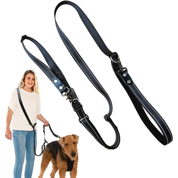 Sporn Ultimate All-in-One Dog Leash, 5-7 ft, Black