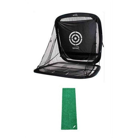 Spornia SPG-7 Golf Practice Net + Golf Hitting Strip Bundle