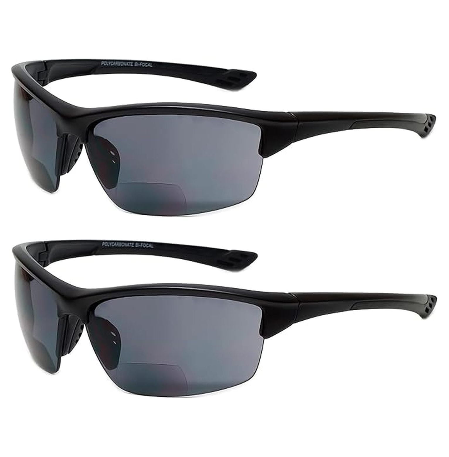 Sport 202BF Bifocal Reading Safety Glasses Readers Men Women Anti Fog Wrap Around Tinted UV Protection Semi-Rimless