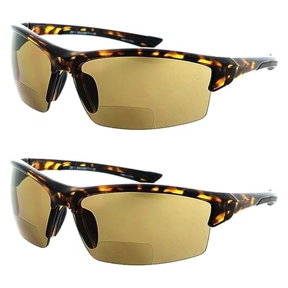 Sport 202BF Bifocal Reading Safety Glasses Readers Men Women Anti Fog Wrap Around Tinted UV Protection Semi-Rimless