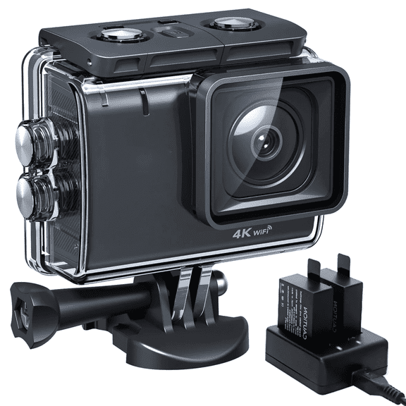 Sport & Action Camera 4K 20MP Vlogging Camera with EIS Stabilization WiFi Video Cam Loop Recording, Support 128GB SD Card