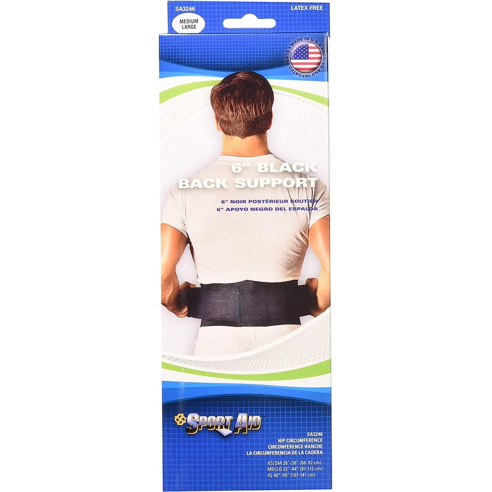 6" Black Latex-Free Back Support Belt with Suspenders