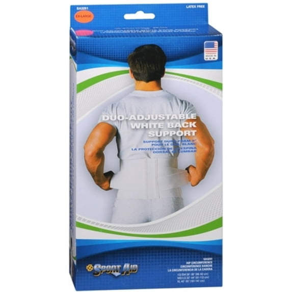 Sport Aid Back Support Duo-Adjustable White XL 1 Each (Pack of 2)