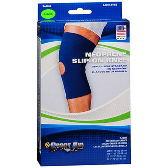 Sport Aid Neoprene Open Patella Knee Sleeve, Black,XL
